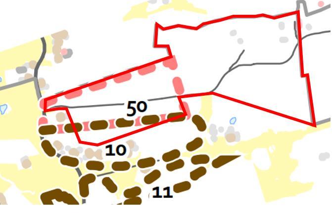 (EJ-1) suojaviheraluetta (EV). katualuetta Voimassa oleva asemakaava. Ei mittakaavassa. Naantalin Isosuonalueeseen liittyy välittömästi Maskun puolella vastaava jätehuoltoalue (EJ-2).