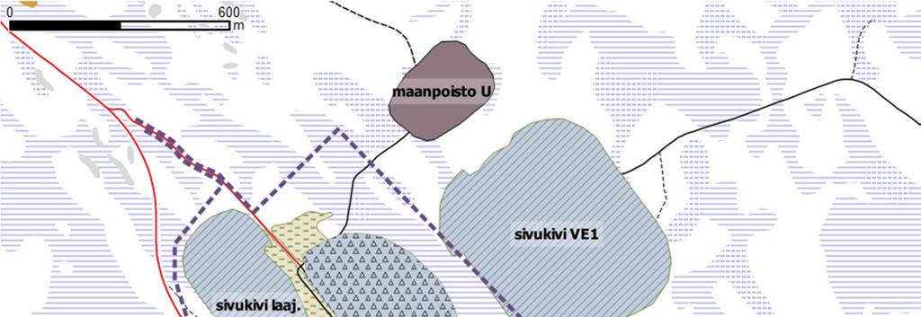 3 b) Kaivosalue, toiminnot vaihtoehdolla