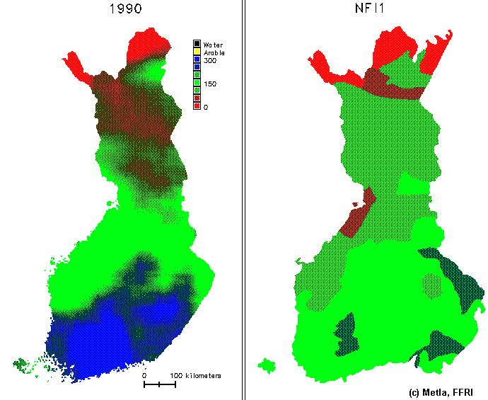 Kaukokartoitussovelluksia (Suomessa) 1940-luvulta. Ilmakuvat (VäIP) n. 1975- (Tapio, HY, yritykset), satelliittikuvakokeiluja 1980- (S. Poso, T. Häme et al.), VMI 1990- (E.