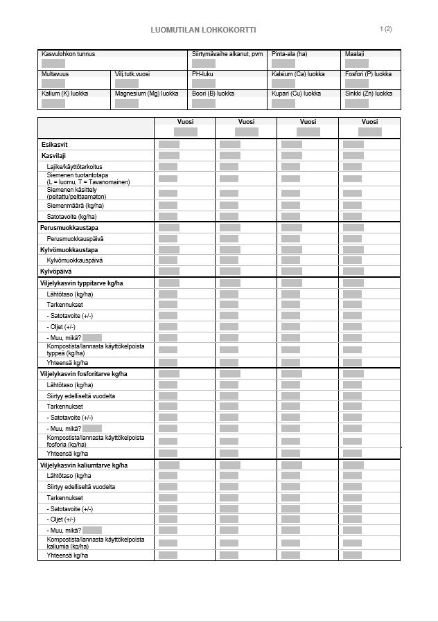 LIITE 1 PELTOLOHKOKIRJANPIDON POHJA