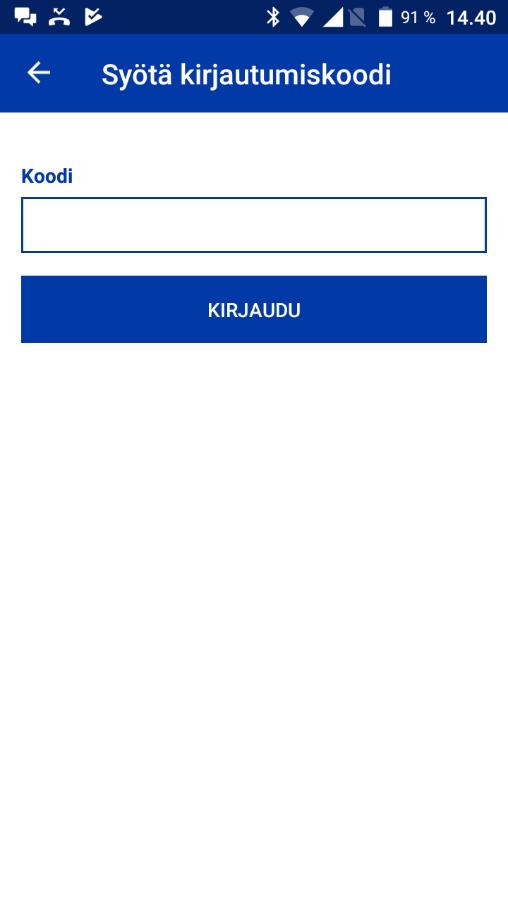 Kun olet saanut kirjautumiskoodin tekstiviestillä, syötä se kohtaan, jossa koodia pyydetään.