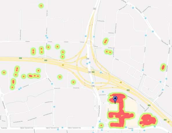 Voimakartta ja huomioita: Vantaanportti 2018 Yleistunnelma erityisen hajanainen Alueen saavutettavuus jalankulkijalle heikko Pohjoisessa