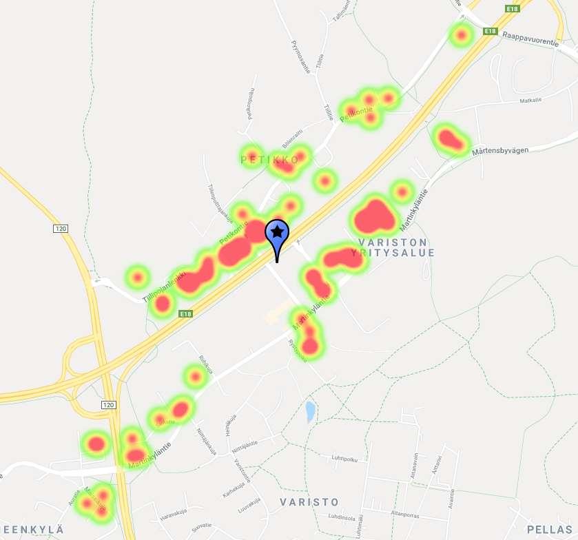 Voimakartta ja huomioita: Petikko - Varisto 2018 Laaja ja