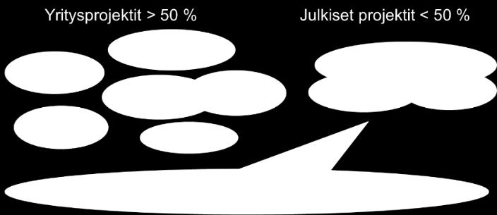 puolet kokonaisuudesta) ja sen rinnalle haettavasta julkisesta tutkimushankkeesta, joka tukee yritysten