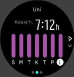 Keskimääräisessä uninäytössä voit painaa keskipainiketta nähdäksesi keskimääräisen sykekäyrän seitsemältä viime päivältä.