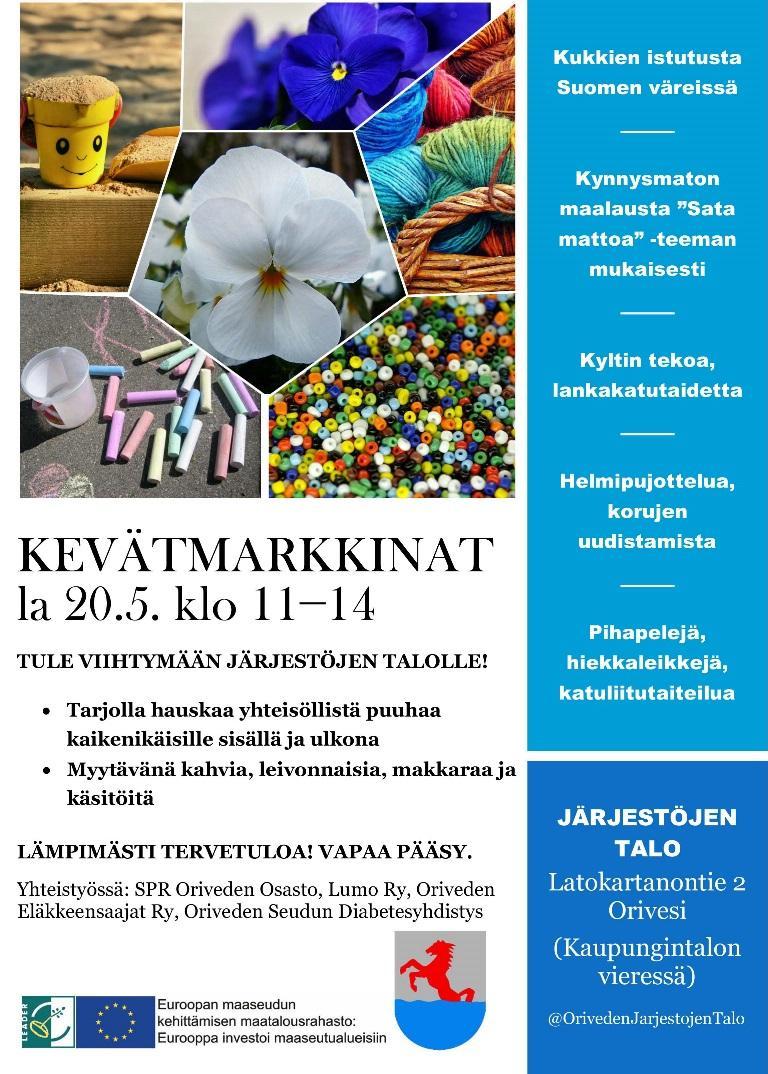 Järjestöjen talon kevätmarkkinat järjestettiin 20.5.2017. Kevätmarkkinoilla oli kävijöitä järjestäjien lisäksi noin 30 henkilöä.