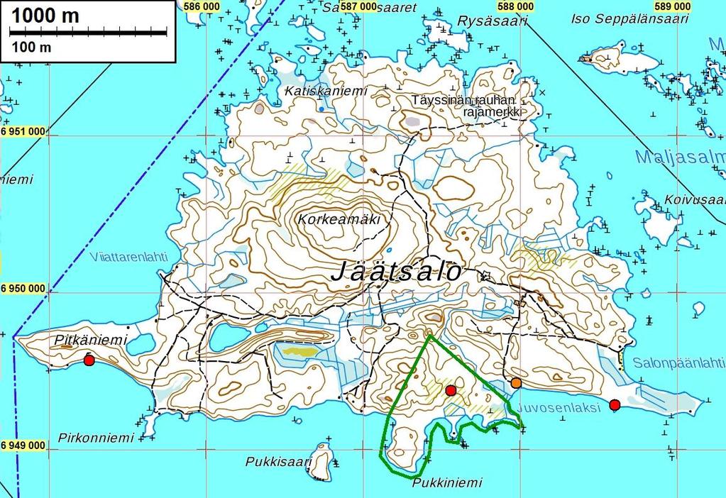 3 Yleiskartat Inventointialue on rajattu vihreällä viivalla.