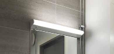 IP44 Mimas LED Tyylikäs peilivalaisin Mimas LED on epäsuoraa valoa tuottava peilivalaisin kylpyhuoneisiin.