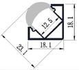 2 mm profile-surface-w 40 Tuote: 45 profiili 18mm Harjattu alumiini 45 asteen kulmaprofiili