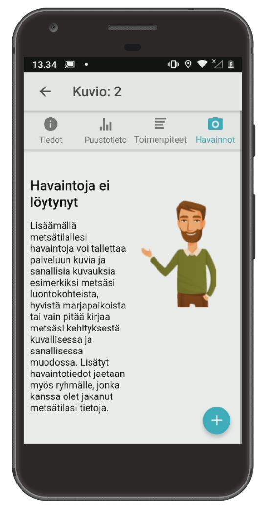 Havaintoon voidaan liittää sijaintitieto painamalla paikannuspainiketta.