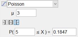 05. Todennäköisyyslaskurilla saadaan P(X 5) = 0,84 0,8, kun X noudattaa Poissonin jakaumaa parametrilla 3.