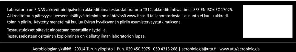 : heli.teivainen@vahanen.com suoramikroskopointi 3 kpl Näytetiedot: Kohde: Kuovinkadun päiväkoti Näytteenottopvm: 13.2.2019 Näytteenottaja: RTC Vahanen Turku Oy / Heli Teivainen Vastaanottopvm: 13.2.2019 Näytekoodit kuvaus (materiaali) Lab.