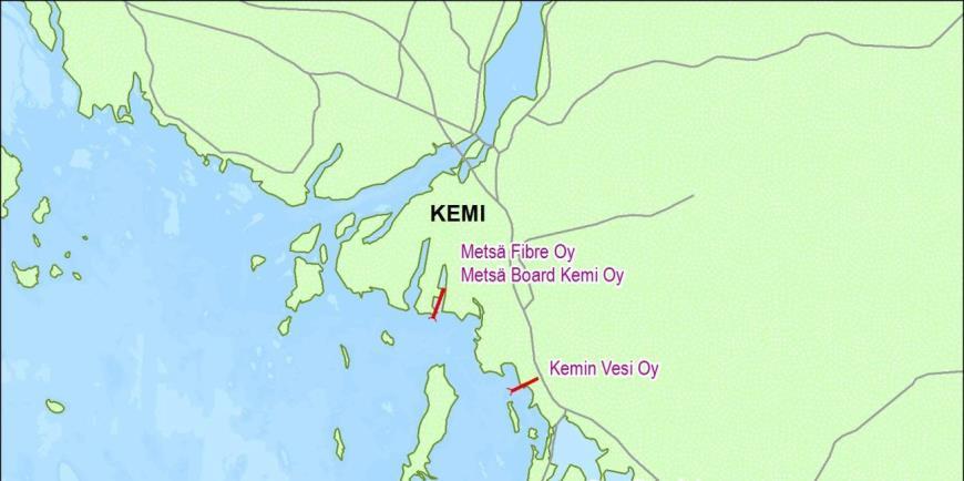 76 Kuva 7-8. Kemin edustan jätevesien nykyiset purkupaikat.