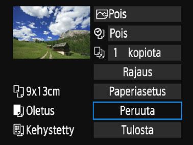 w Tulostaminen Näyttö ja asetukset vaihtelevat tulostimen mukaan. Jotkin asetukset eivät ehkä ole käytettävissä. Lisätietoja on tulostimen käyttöoppaassa.