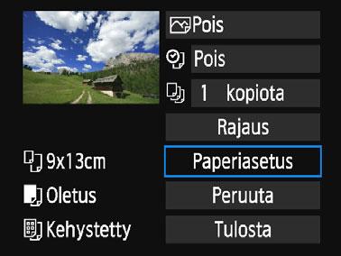 Paina <0>-painiketta. Tulostusasetusten näyttö tulee uudelleen näkyviin. Tulostusasetusten näyttö Määrittää tulostustehosteeet (s. 246).