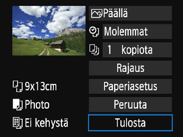 w Tulostaminen 5 6 7 Määritä päiväyksen ja tiedostonumeron tulostus. Määritä tarvittaessa. Valitse <I> ja paina sitten <0>-painiketta.