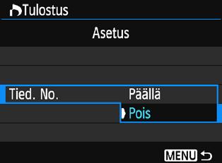 Tulostustoimintojen määrittäminen Valitse [Tulostus]. 1 Valitse [x1]-välilehdessä [Tulostus] ja paina sitten <0>-painiketta. 2 Valitse [Asetus].