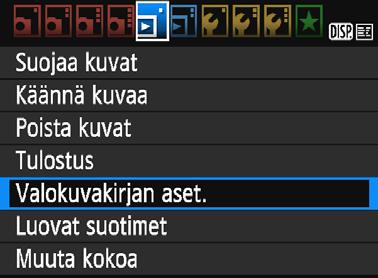 p Kuvien määrittäminen valokuvakirjaan Voit määrittää valokuvakirjaan enintään 998 kuvaa.