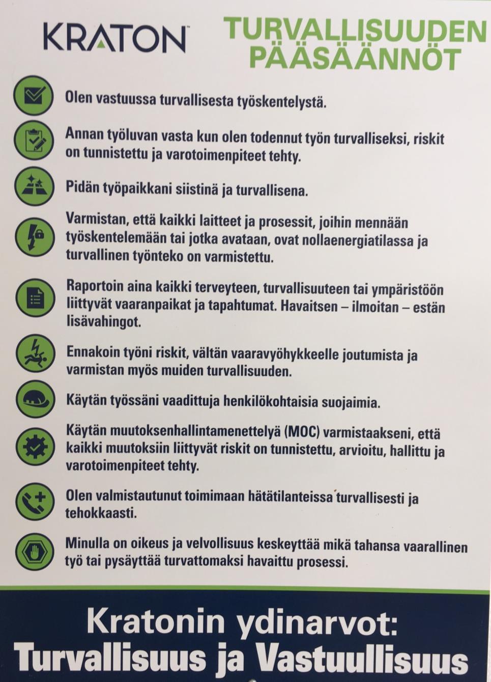 Turvallisuuden pääsäännöt kuvaavat visiotamme: