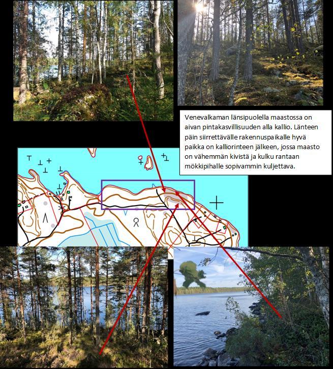 Puulan rantayleiskaavan muutos 2018, Aholan tila 6 Venevalkaman itäpuolella maastossa on aivan pintakasvillisuuden alla kallio.