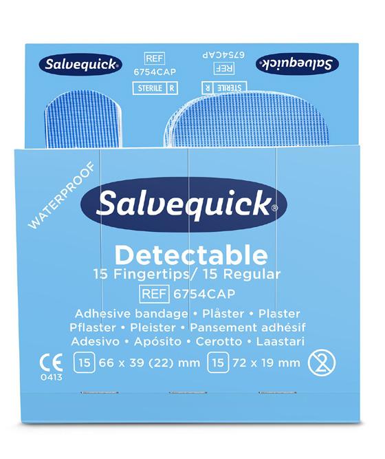 Salvequick sininen muovilaastari Tarkoitettu erityisesti elintarvikealan käyttöön.