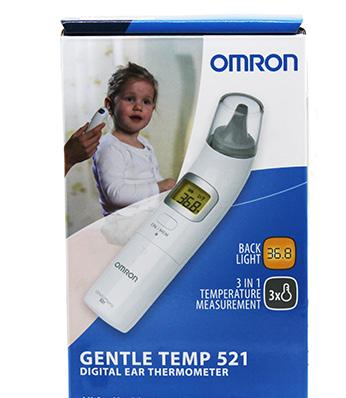 Koodi R1850 Omron korvakuumemittari Gentle Temp Ergonominen ja mittaus on miellyttävä myös pienelle lapselle.