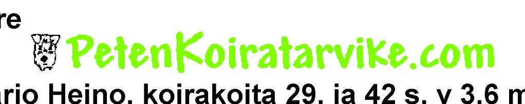 C agilityrata, maksi 3, tuomari Marjo Heino, koirakoita 29, ia 42 s, v 3,6 m/s 1 269 auspai Ketku Sanna Jyrävänkoski TAKUT 34,52 4,37-7,48 0-7,48 2 246 borcol Spot Pekka Perälä TAMSK 35,07 4,31-6,93