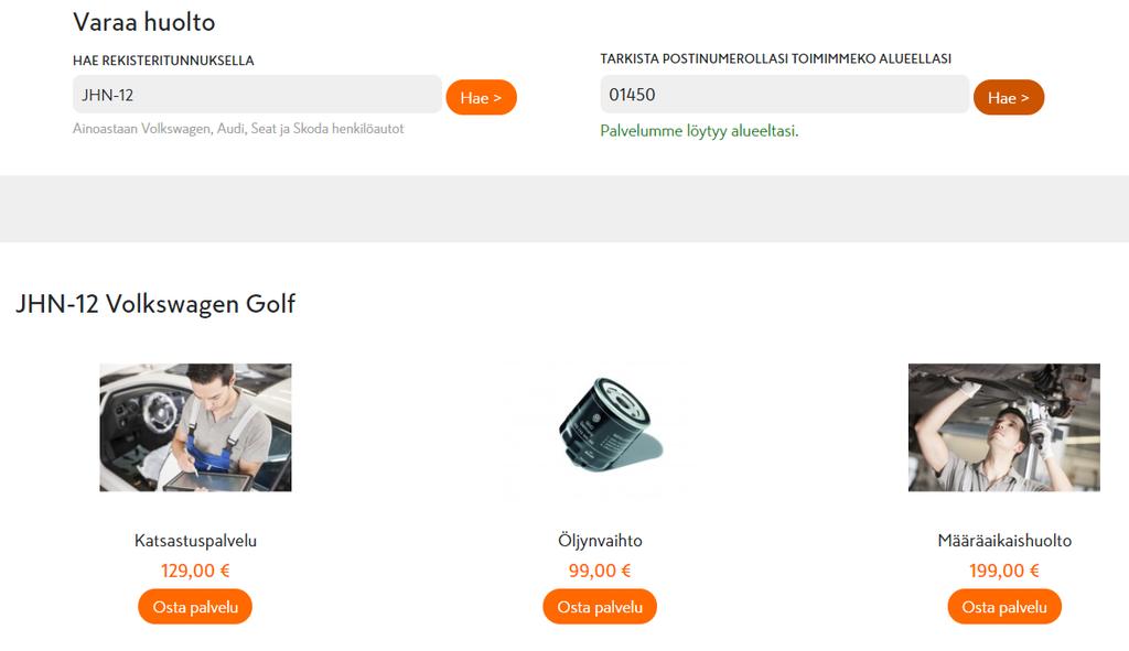 3 Kuva 1. Aloitussivu Aloitussivulla näkyvät huollon pääpaketit.