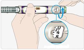 Jos kynä on uusi, sinun on tarkistettava käyttövalmius ennen kynän käyttöönottoa niin monta kertaa, että näet insuliinin ilmestyvän neulan kärkeen.