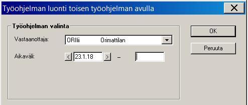 Klikkaa näkymän tyhjässä kohdassa hiiren oikealla painikkeella ja valitse Työohjelma -> Luonti ->