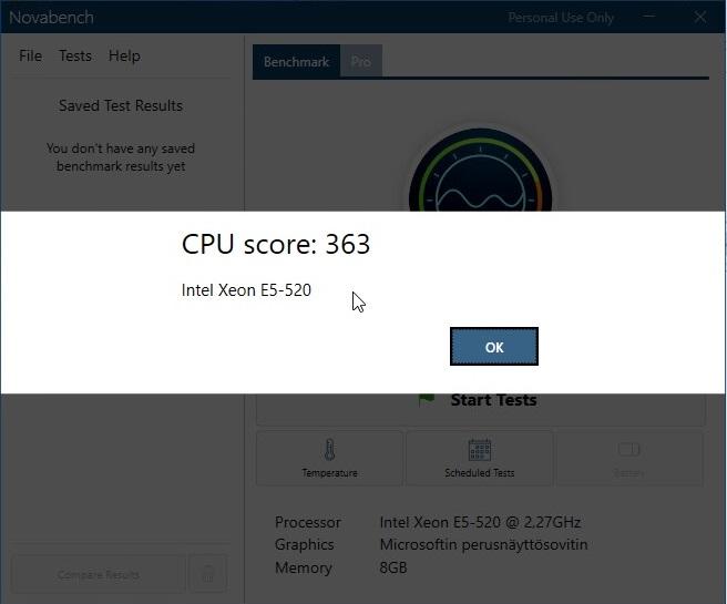 46 Proxmox: 279 ESXi: 278 Hyper-V: 220 Useammalla virtuaalilaitteella ei näyttänyt olevan vaikutusta ainakaan tässä skaalassa muilla kuin Hyper-V:llä.