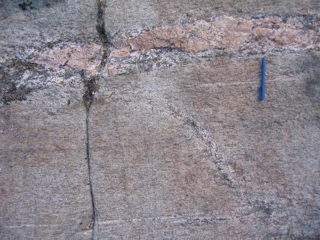 Nuorempi graniittijuoni Kuva Siuruan gneissistä 4 Yleistetty kallioperäkartta 1M -