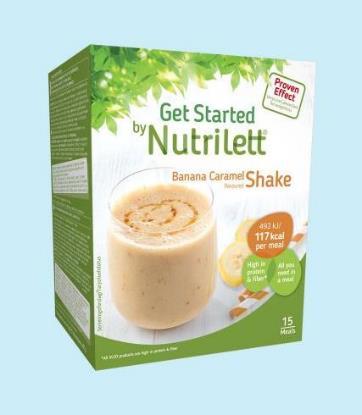 Nutrilett VLCD Banana Caramel 15 pack TUOTETIEDOT (VL, G) SOIJAPROTEIINI, fruktoosi, SOIJAKUITU, glukoosisiirappi, kivennäisaineet (kaliumsitraatti, kaliumkloridi, kalsiumsitraatti,