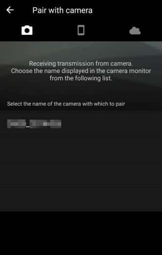 3 Android-laite: Valitse kamera. Kosketa kameran nimeä. 4 Kamera/Android-laite: Tarkista todennuskoodi.