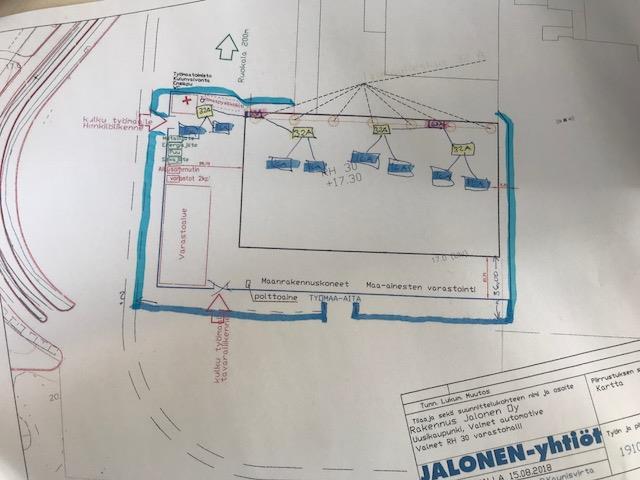 3.5 Aluesuunnitelma Valitsin aluesuunnitelman laatiminen, Valmet Automotive Oy:n työmaalle, koska se on suunnittelemani.