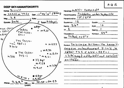 Havainto: Iris 04.09.2002 00.20 00.27 Tähtien nimet sotkevat piirroksen. Havaintopaikka Helsigissä Pirkkolan urheilupuistossa.