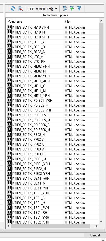 14 Kuva 10. Kuvassa on filtter-tiedostoon luodut pisteet ennen kuin ne on yhdistetty HTML-grafiikkatiedostoon.