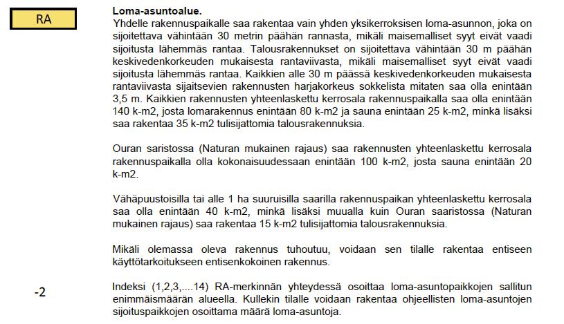 merkinnällä loma-asuntoalue.