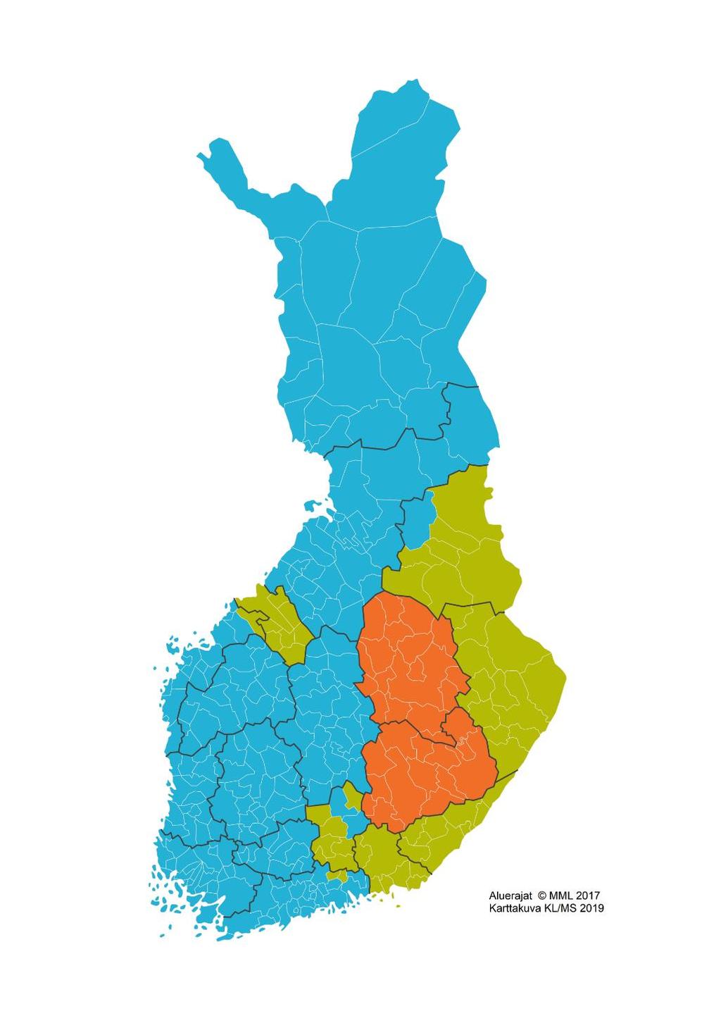 Sote-tilanne 5/2019 Maakunnallinen sote-kuntayhtymä Etelä-Karjala (Eksote), Pohjois-Karjala (Siun sote), Kainuu ja Keski-Pohjanmaa (Soite) ja Kymenlaakso (Kymsote) Maakuntaa pienempi sote-kuntayhtymä