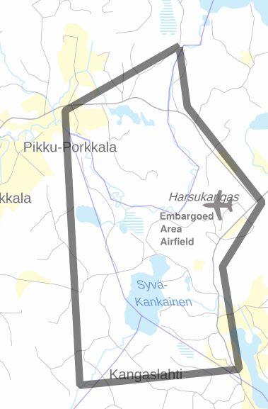 Kielletyt alueet Ensimmäinen osakilpailu käydään lähelle Rautavaaran lentokeskusta.