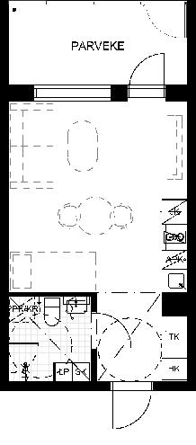 H+KT 27,5 m 2 1:100 Huoneistot