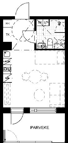 H+KT 25,0 m 2 1:100 Huoneistot II krs III