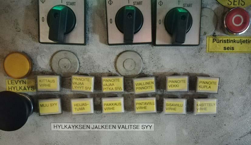 37 KUVA 11. Uudet lajittelupainikkeet 5.3.3 Lajitteluvastuu: pikatahtipinnoitus reunasahaus Pikatahdilla pinnoitetut levyt menevät aina sahaukseen.
