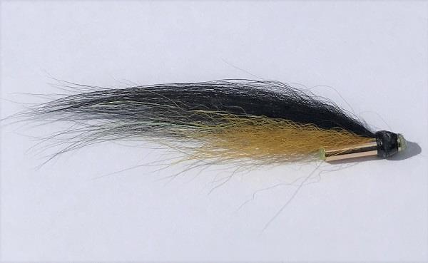Keltaisia angel hair kuituja siiven väliin Pää: Musta Black & Yellow Putki: 1/2 tuuman