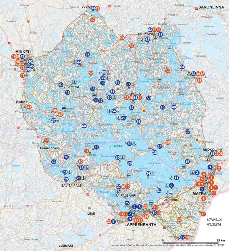 Saimaa Geoparkin alue Mikkeli Juva Sulkava Puumala Ruokolahti Imatra Lappeenranta Savitaipale Taipalsaari Etelä-Savon