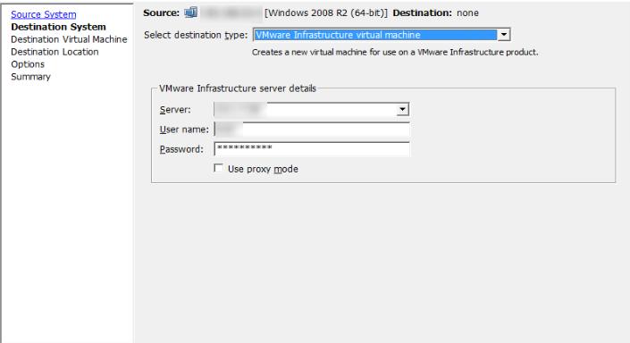 28 (host name), palvelimen paikannus suoritettiin IP-osoitteen avulla. IP:n osoitteen alle määriteltiin ESXi:n järjestelmävalvoja tunnukset. Proxy mode -valinta jätettiin tyhjäksi.
