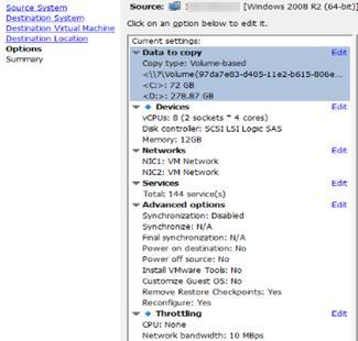 ESXi-palvelimena toimivilla Proliant 360 G7:lla on 16 GB keskusmuistia, joista 2 GB on dedikoitu ESXi:n käyttöön. Loput 14 GB annettiin virtuaalikoneelle.