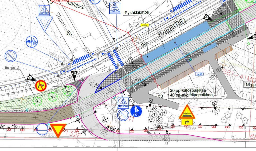 Toimenpide 1: Ajoyhteys ambulansseille idästä Lastensairaalalle Teiskontieltä erkanevaan bussien suuntaisliittymään on lisätty betonikivetty 4 metriä leveä ajoyhteys