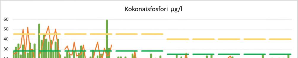 Siilinjärvellä, asemalla 21 fosforipitoisuudet olivat molemmilla mittauskerroilla samaa tasoa.