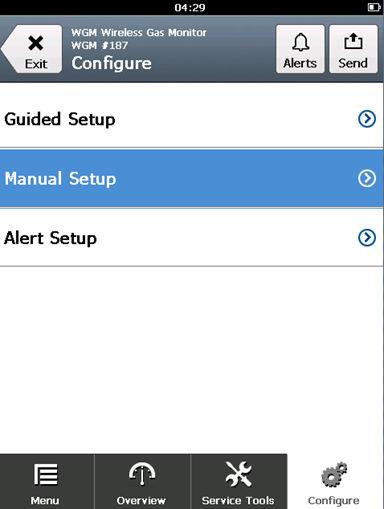5. Valitse Configure (konfiguroi) -näytöstä Manual Setup (manuaalinen käyttöönotto). Seuraavat toimet Suorita tarvittaessa seuraavien aliosioiden konfigurointitehtävät. 7.